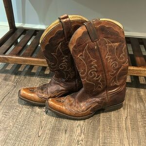Stetson Western Cowboy Boots Brown Leather size 11D